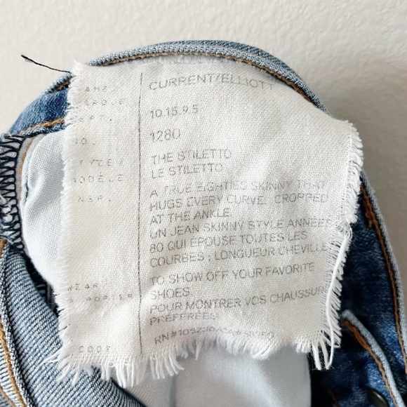 Current/Elliott The Stiletto Skinny Jeans Vintage NY Repair Medium Wash Size 27 - Picture 10 of 12